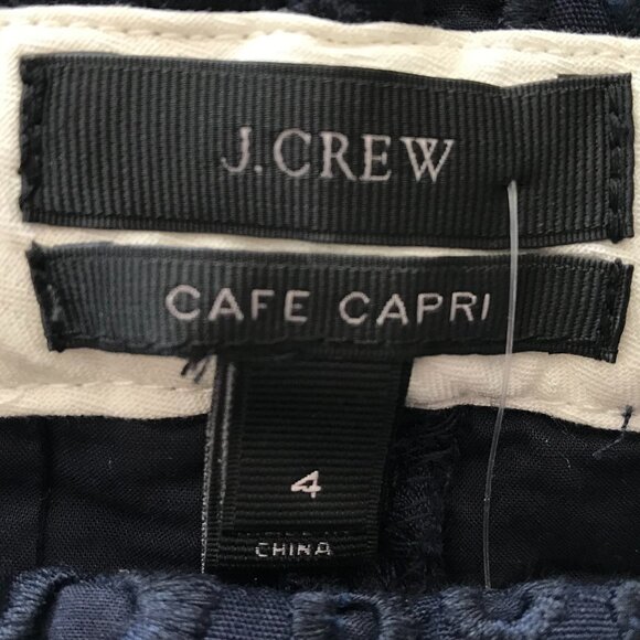 J.Crew | Navy Pinwheel Floral Eyelet Cafe Capri Pants - Picture 9 of 11